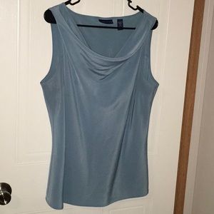 Light blue cowl neck shell blouse